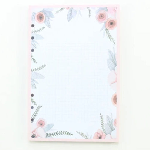 Recambio de hojas de flores para carpetas de anillas o cuadernos de tamaño A6 o A5