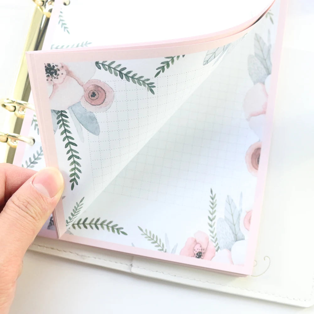 Recambio de hojas de flores para carpetas de anillas o cuadernos de tamaño A6 o A5