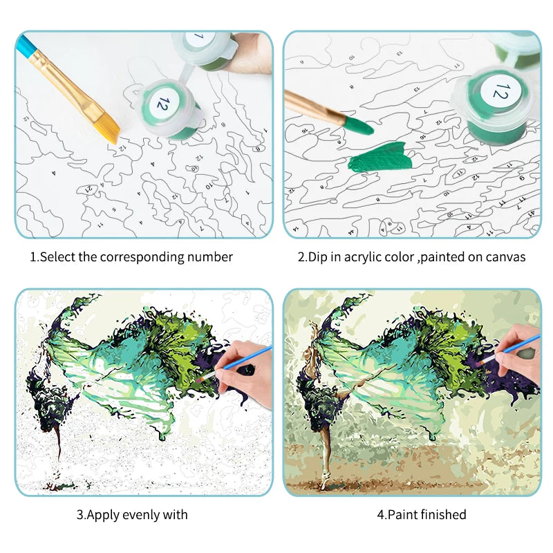 Painting by numbers green plants / Cactus DIY