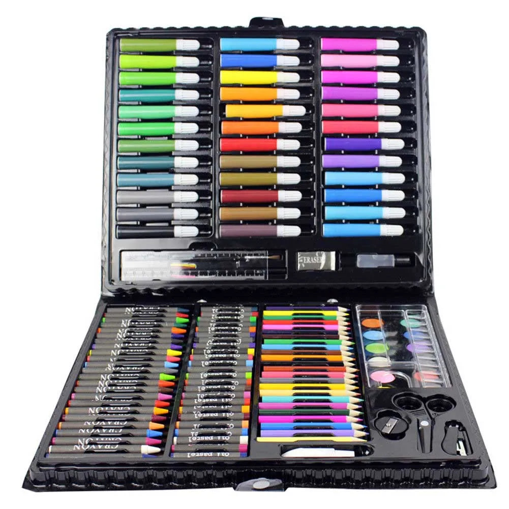 150 Piece Kids Art Supplies Set Colored Pencils, Pastels, Markers