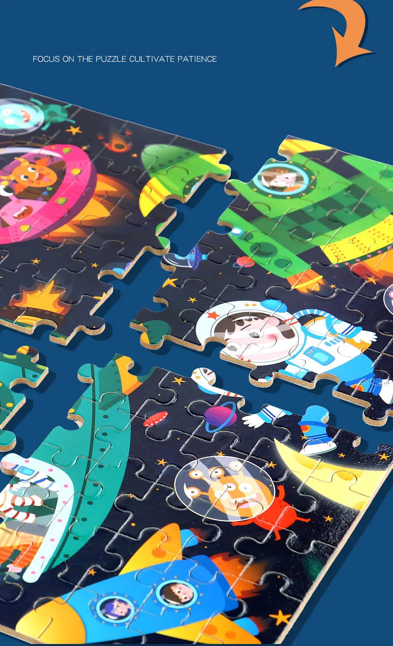 Puzzles for Kids 100 PCS Cartoon Animal Fire Engine Rocket Mermaid Gift Game