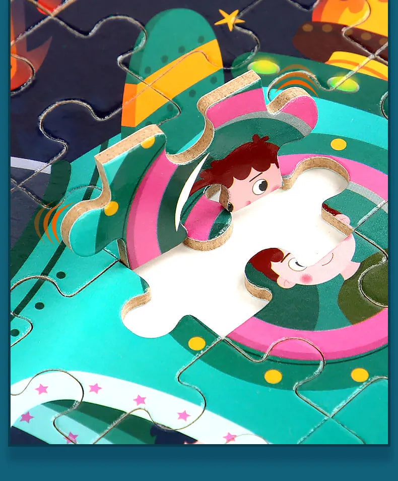 Puzzles for Kids 100 PCS Cartoon Animal Fire Engine Rocket Mermaid Gift Game