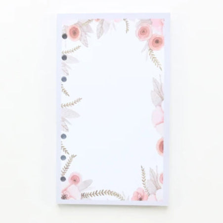 Recambio de hojas de flores para carpetas de anillas o cuadernos de tamaño A6 o A5
