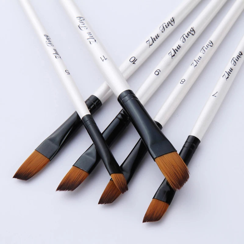 12 pinceaux à poil en nylon pour Aquarelle, peinture à l'huile et acrylique