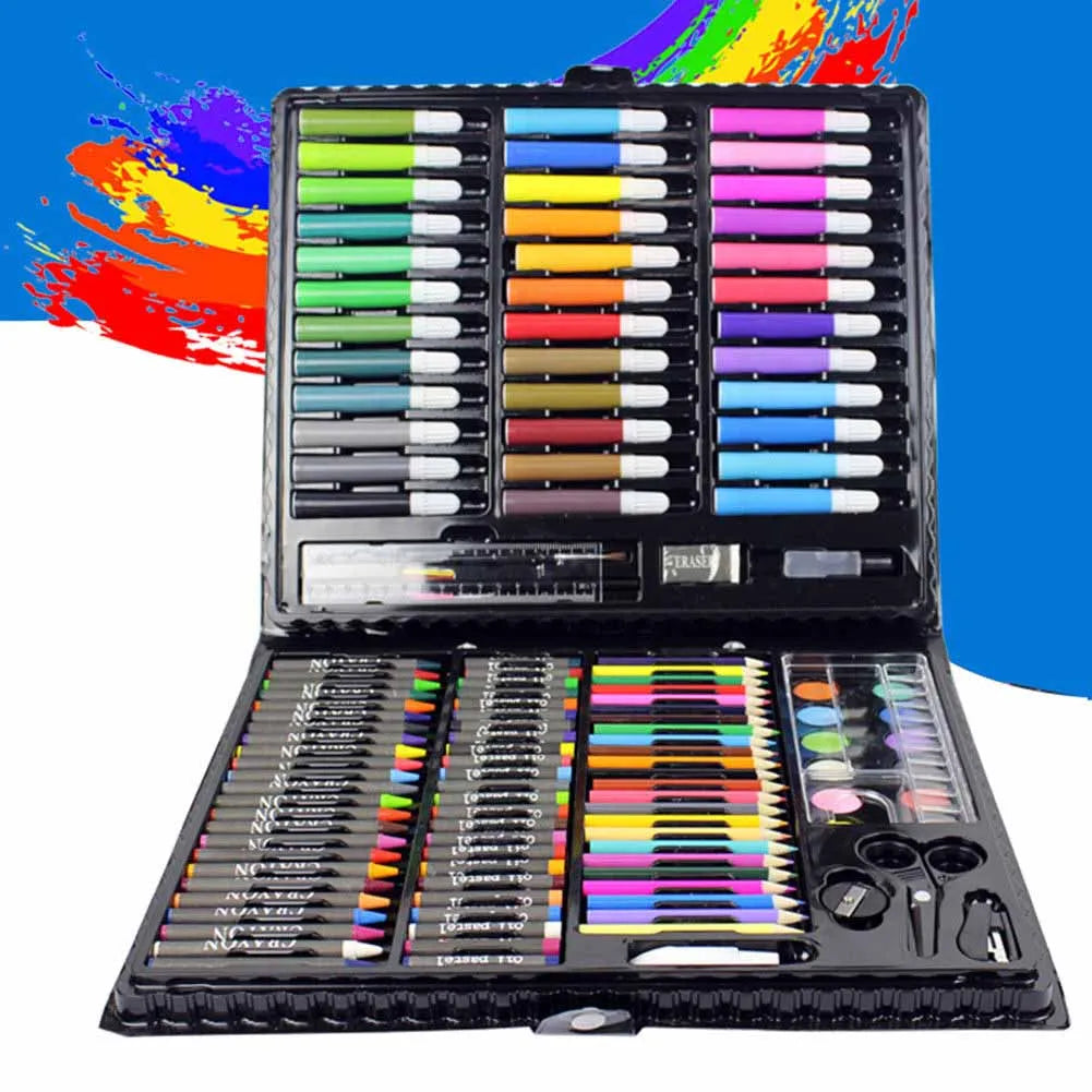 150 Piece Kids Art Supplies Set Colored Pencils, Pastels, Markers