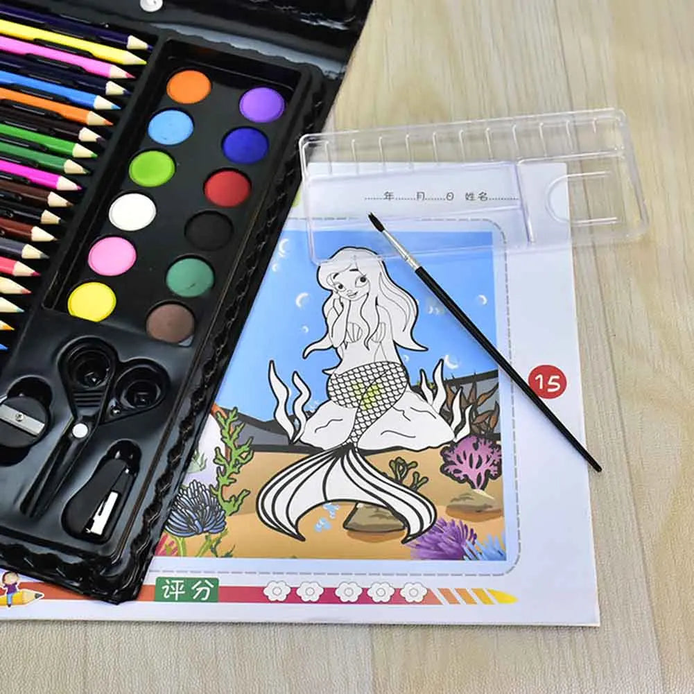 150 Piece Kids Art Supplies Set Colored Pencils, Pastels, Markers