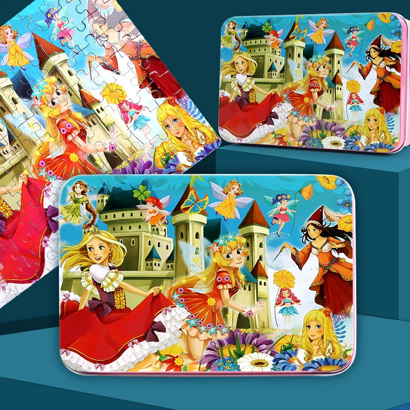 Puzzles for Kids 100 PCS Cartoon Animal Fire Engine Rocket Mermaid Gift Game