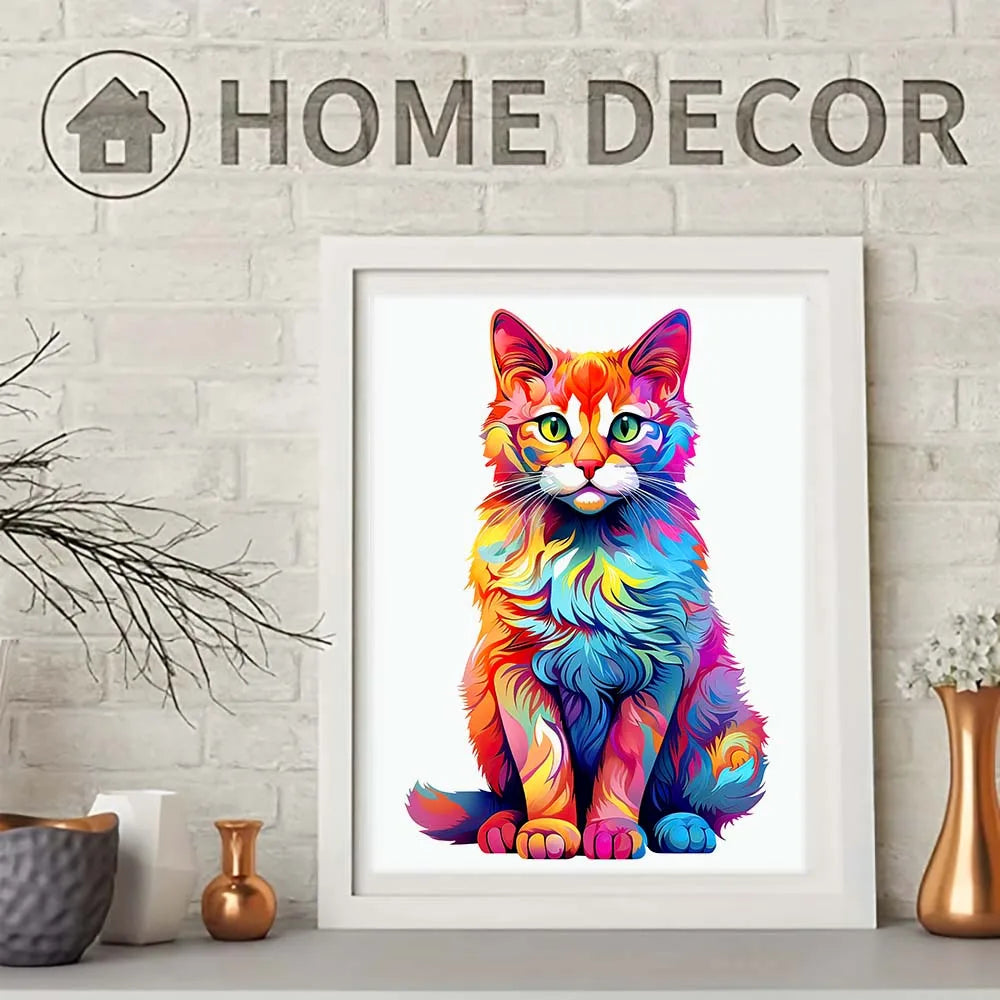 Puzzle de madera de gato multicolor