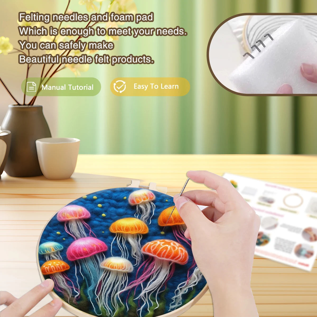 Kits de feutrage peinture avec cadre de broderie 20x20 cm animal