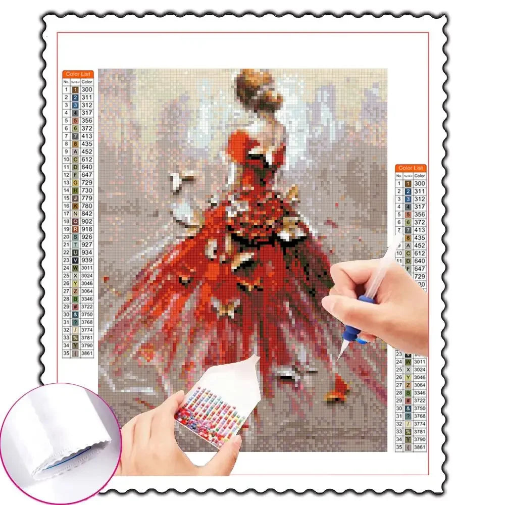 Peinture à diamants 5D Diy Mosaïque Fille avec Perroquet Parrot