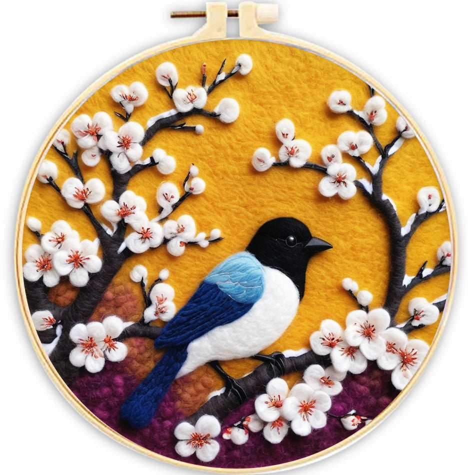 Kits de Peinture en laine feutrée pour débutants, oiseau et arbre, ensemble de démarrage