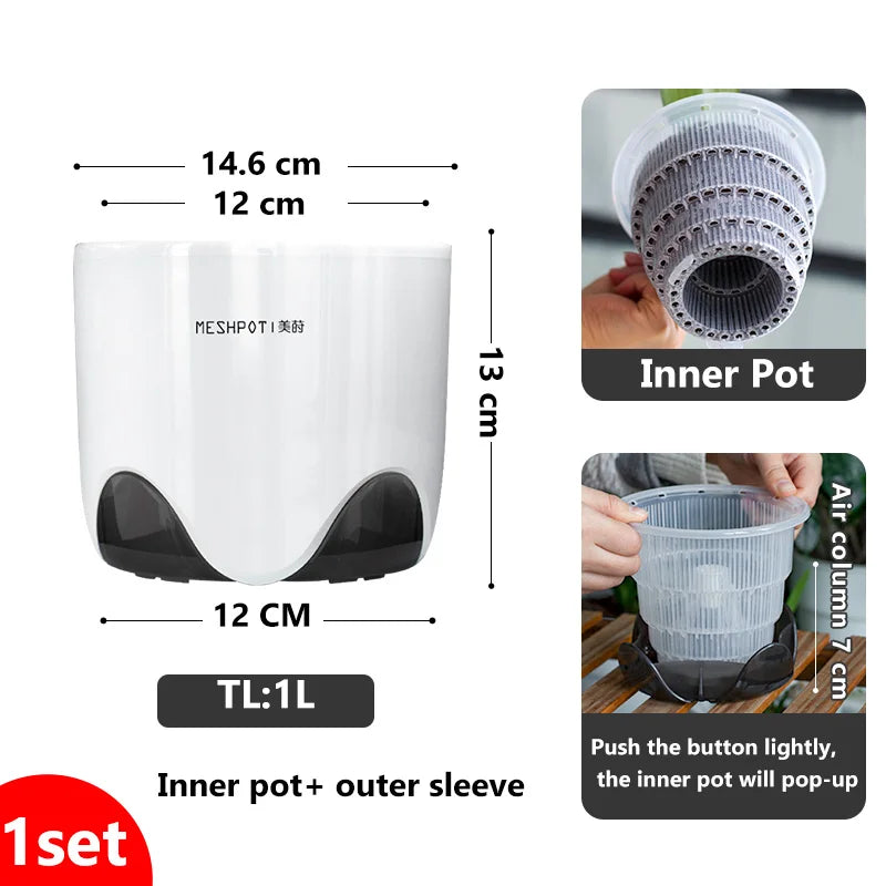 Macetas de plástico para orquídeas de 12 o 15 cm, jardinera de interior transparente de doble capa, contenedor para plantas