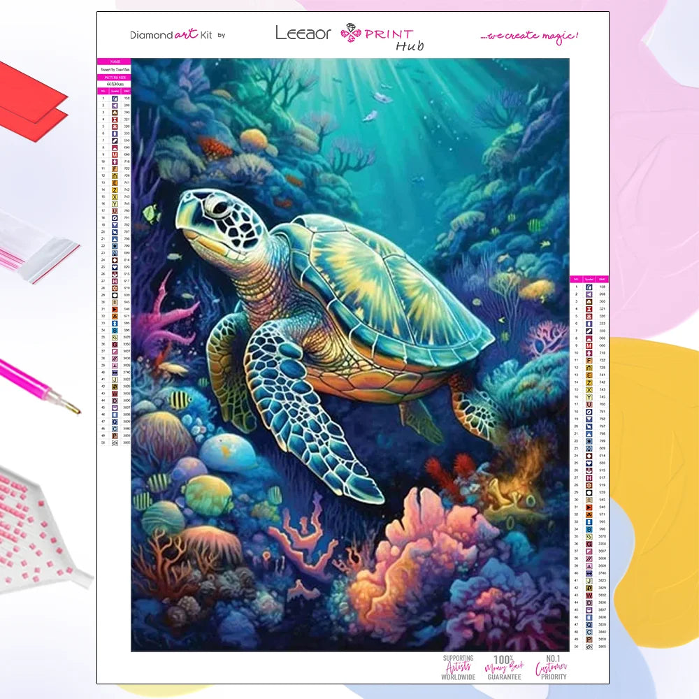 Diamond paintings underwater world, turtle, jellyfish, octopus, starfish