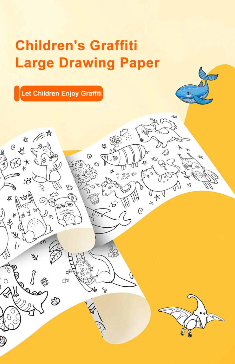 Rouleaux de papier à coloriage 12/6/3M pour enfants
