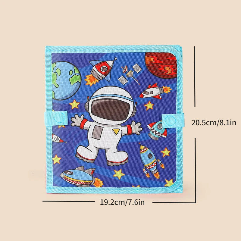 Cuaderno de dibujo plegable reutilizable para niños con 12 rotuladores de colores