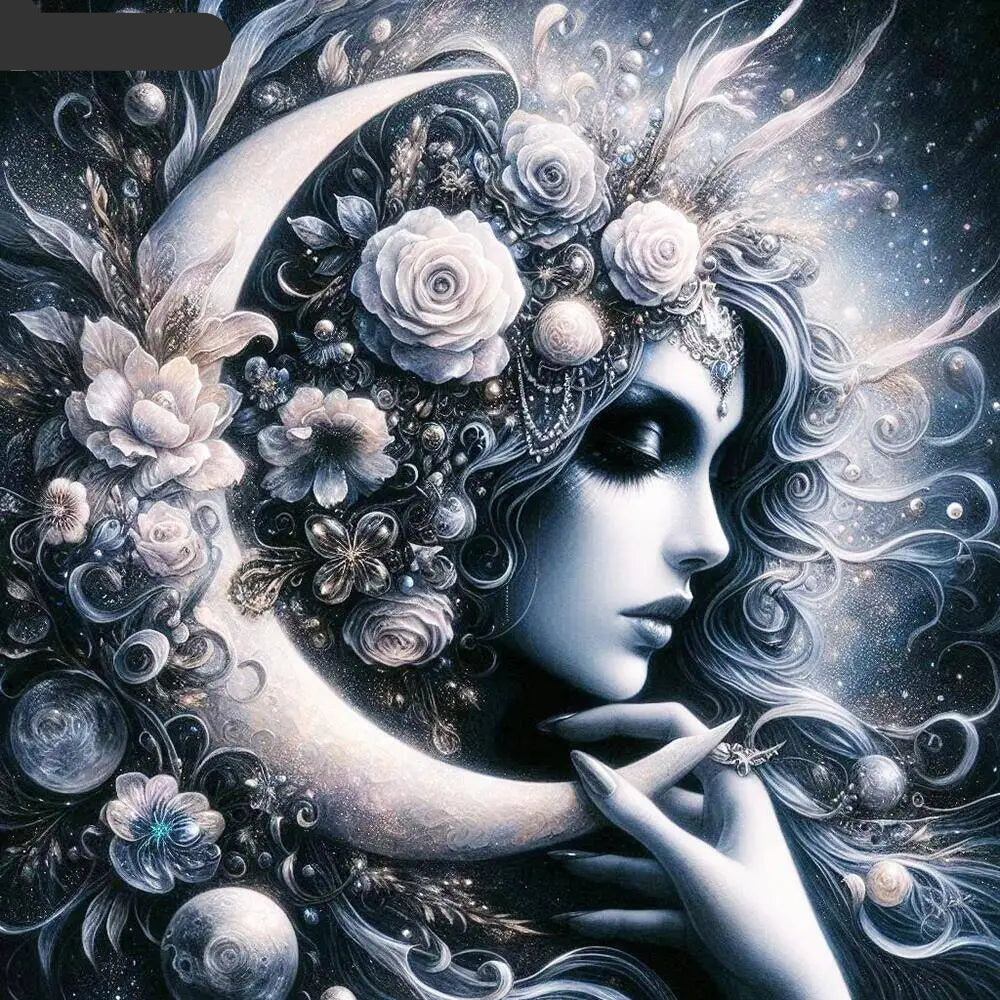 Peinture à diamant Femme à la lune