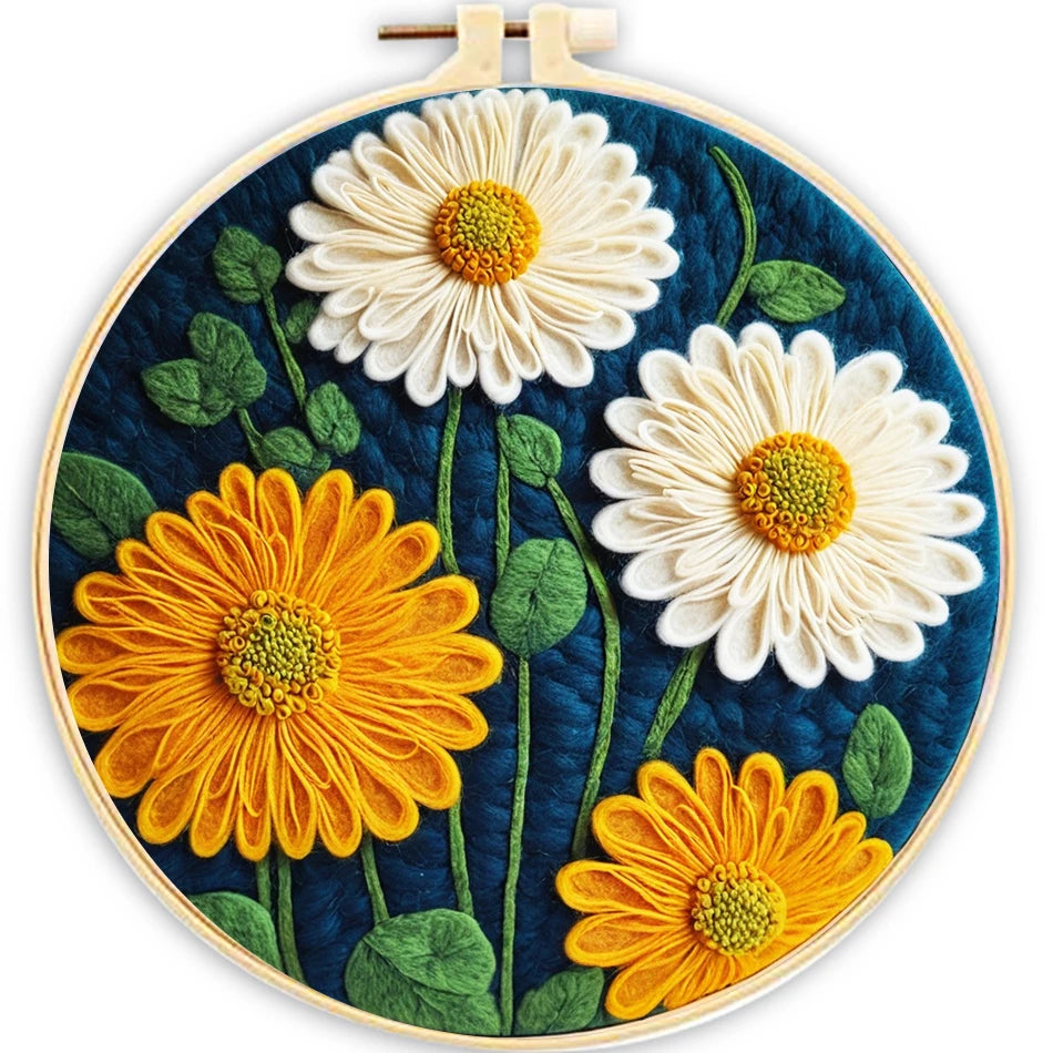 DIY kits de Peinture en feutre de laine fleurs colorées, peinture créative en feutre