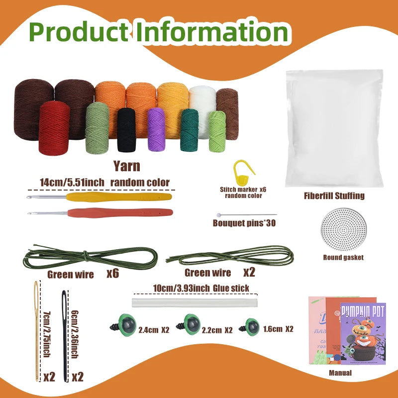 Kits de crochet Halloween citrouille ou chat ou fleur