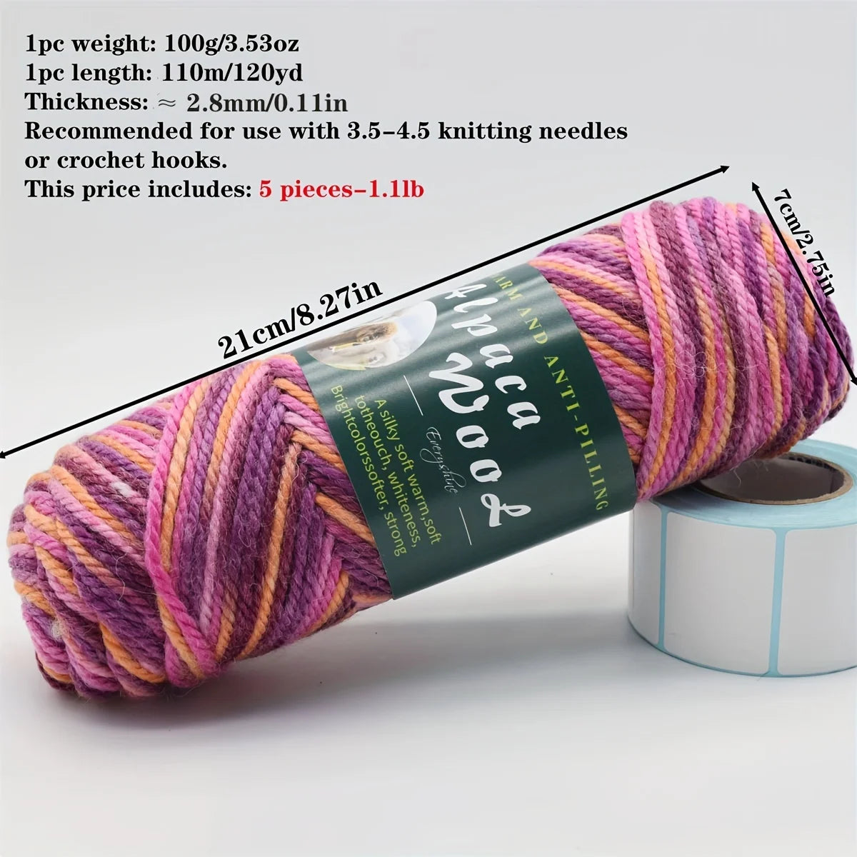 5 ovillos de lana de alpaca suave 100grx5