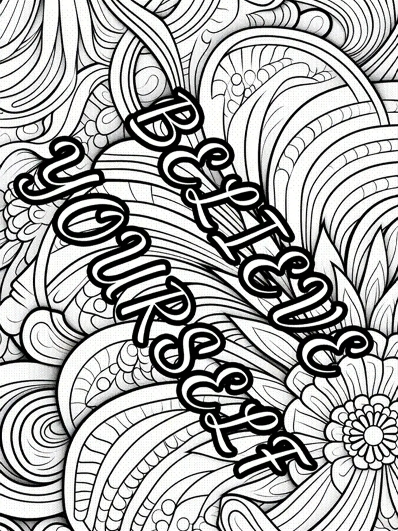 22 Pages Anti-Stress Coloring Book with Motivational Phrase