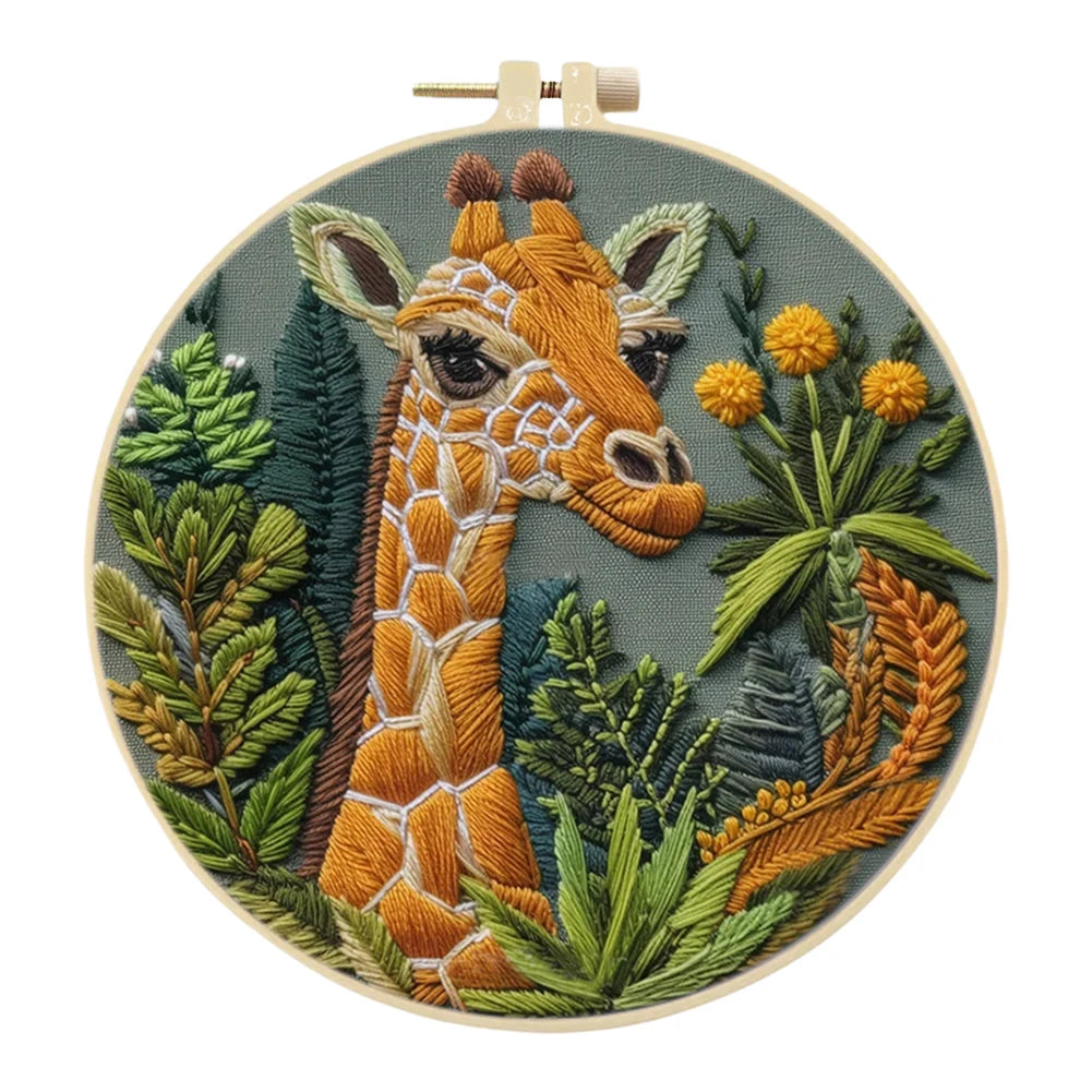 Kits de broderie pour débutants animaux renard girafe oiseau papillon