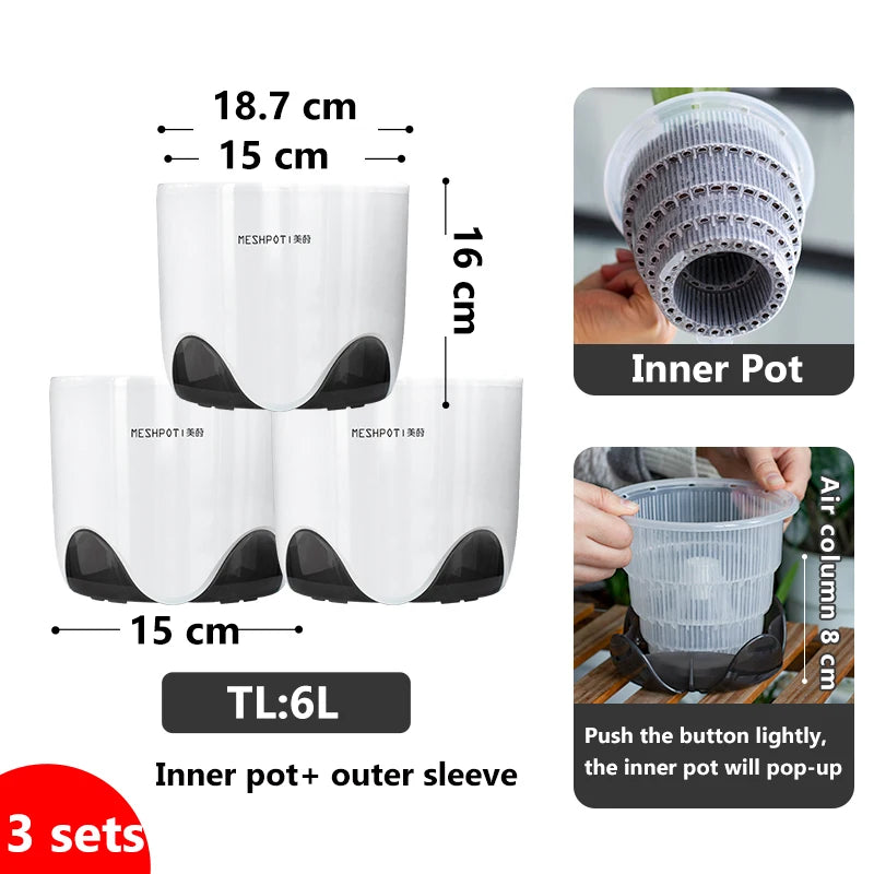 Macetas de plástico para orquídeas de 12 o 15 cm, jardinera de interior transparente de doble capa, contenedor para plantas
