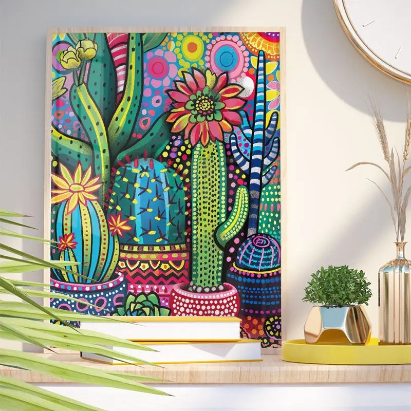 Painting by numbers green plants / Cactus DIY