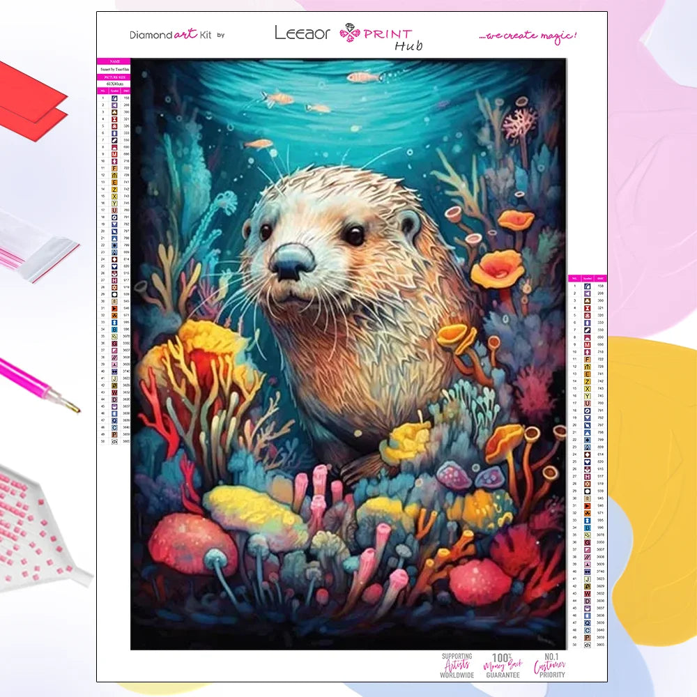 Diamond paintings underwater world, turtle, jellyfish, octopus, starfish