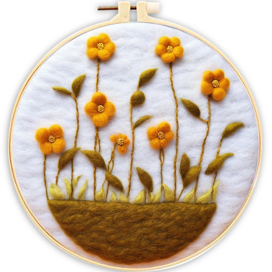 DIY kits de Peinture en feutre de laine fleurs colorées, peinture créative en feutre