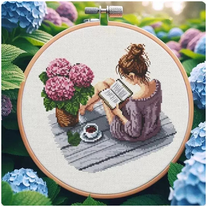 Beaux kits de points de croix comptés de qualité Jeune fille et ses loisirs 14CT 16CT 18CT toile vierge