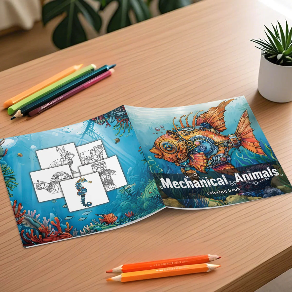 Livre de coloriage animaux mécaniques pour adultes et adolescents, 24 pages, soulage le stress