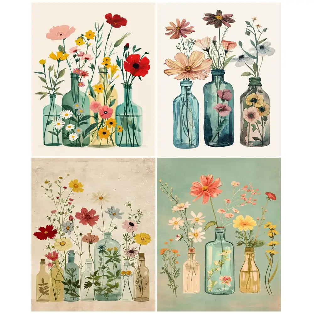 Paint by numbers for adults flower vases