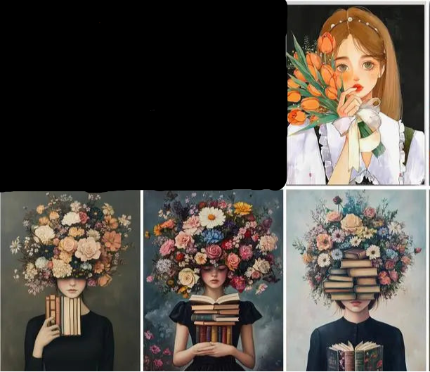 Painting by numbers The reader / girl with tulips