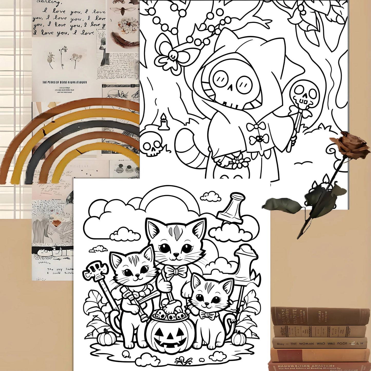 Livre de coloriage amusant pour adultes et adolescents, avec des créatures effrayantes adorables