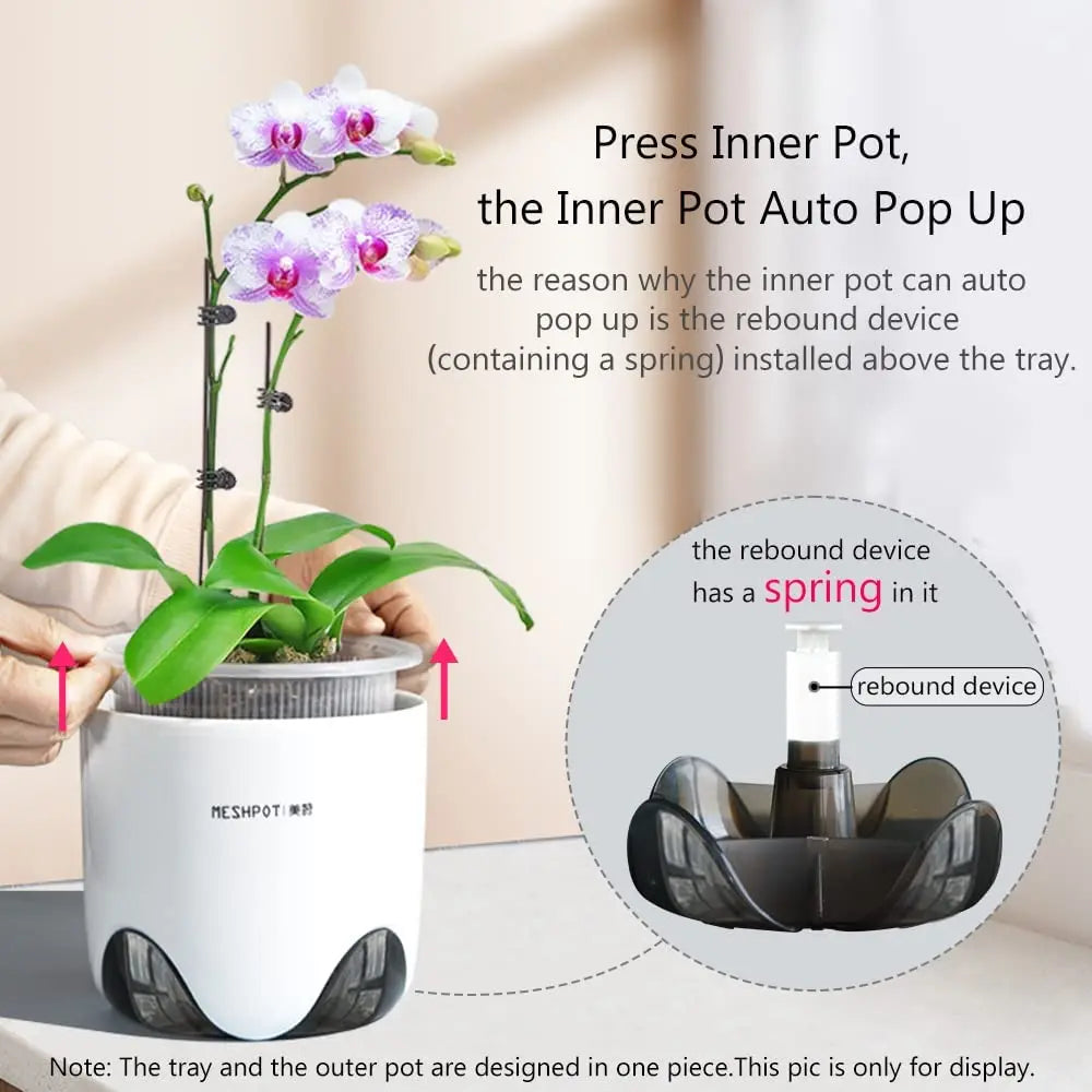 Macetas de plástico para orquídeas de 12 o 15 cm, jardinera de interior transparente de doble capa, contenedor para plantas