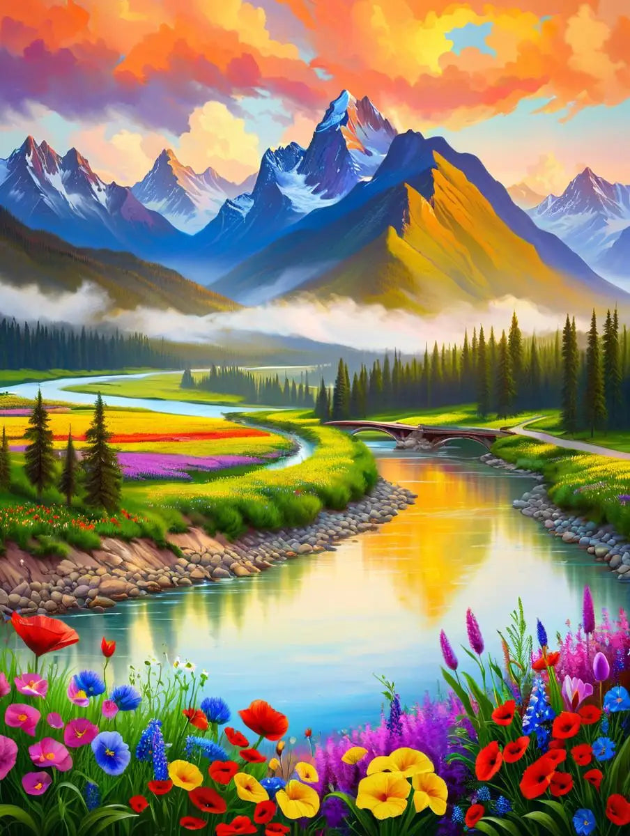 Painting by numbers Pink landscapes Mountains