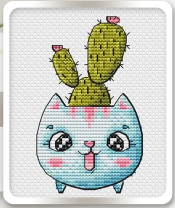 Ensembles de broderie point de croix comptés Pots de fleurs animaux 14CT 18CT toile vierge