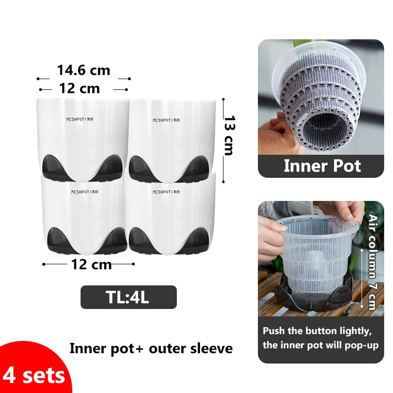 Macetas de plástico para orquídeas de 12 o 15 cm, jardinera de interior transparente de doble capa, contenedor para plantas