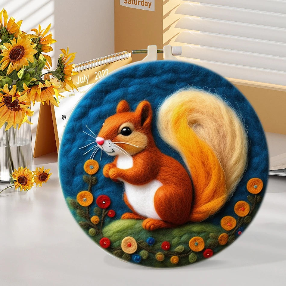Kits de broderie de peinture en laine, motif d'animaux colorés