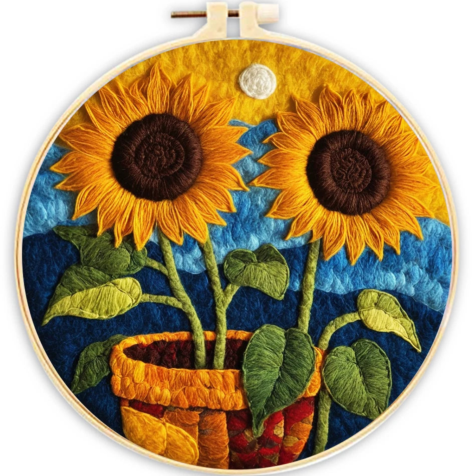DIY kits de Peinture en feutre de laine fleurs colorées, peinture créative en feutre