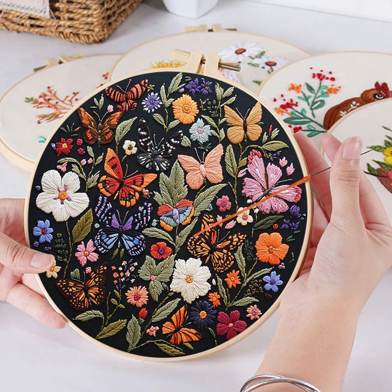 Embroidery Kits for Beginners, Flower and Butterfly Embroidery Starter Kits