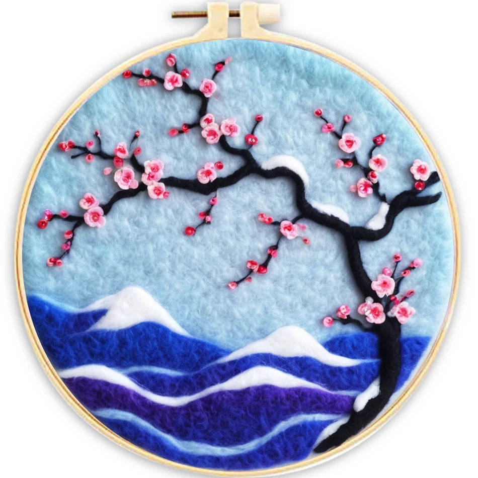 Kits de Peinture en laine feutrée pour débutants, oiseau et arbre, ensemble de démarrage