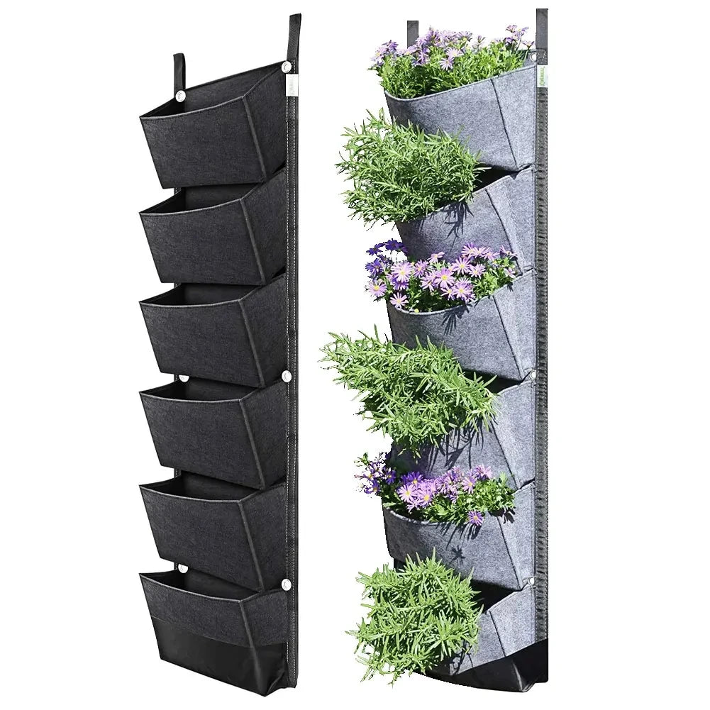 Sac de Plantation Vertical à Poches en Feutre Conteneur de Fleurs et Légumes