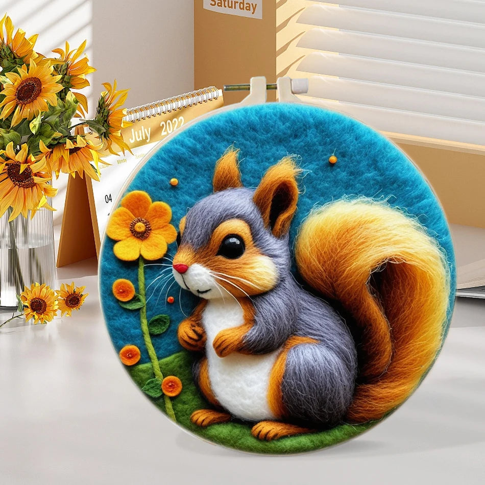Kits de broderie de peinture en laine, motif d'animaux colorés