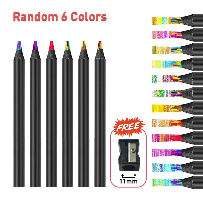 3/4/6/12 crayons de couleur arc-en-ciel magique