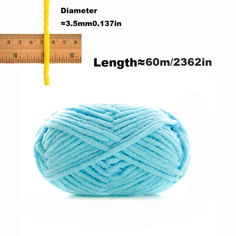3 Pelotes de laine chenille épaisse et douce en velours 50gr x 3