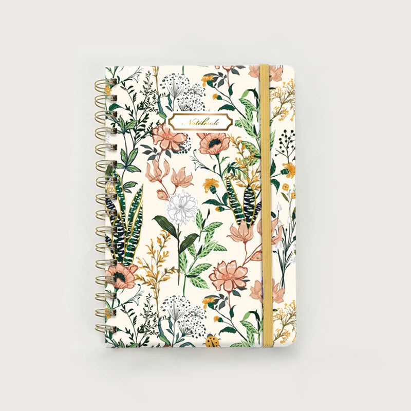 Cahiers en spirale Jolies fleurs couverture rigide 5.5 X 8.3inch 160 Pages