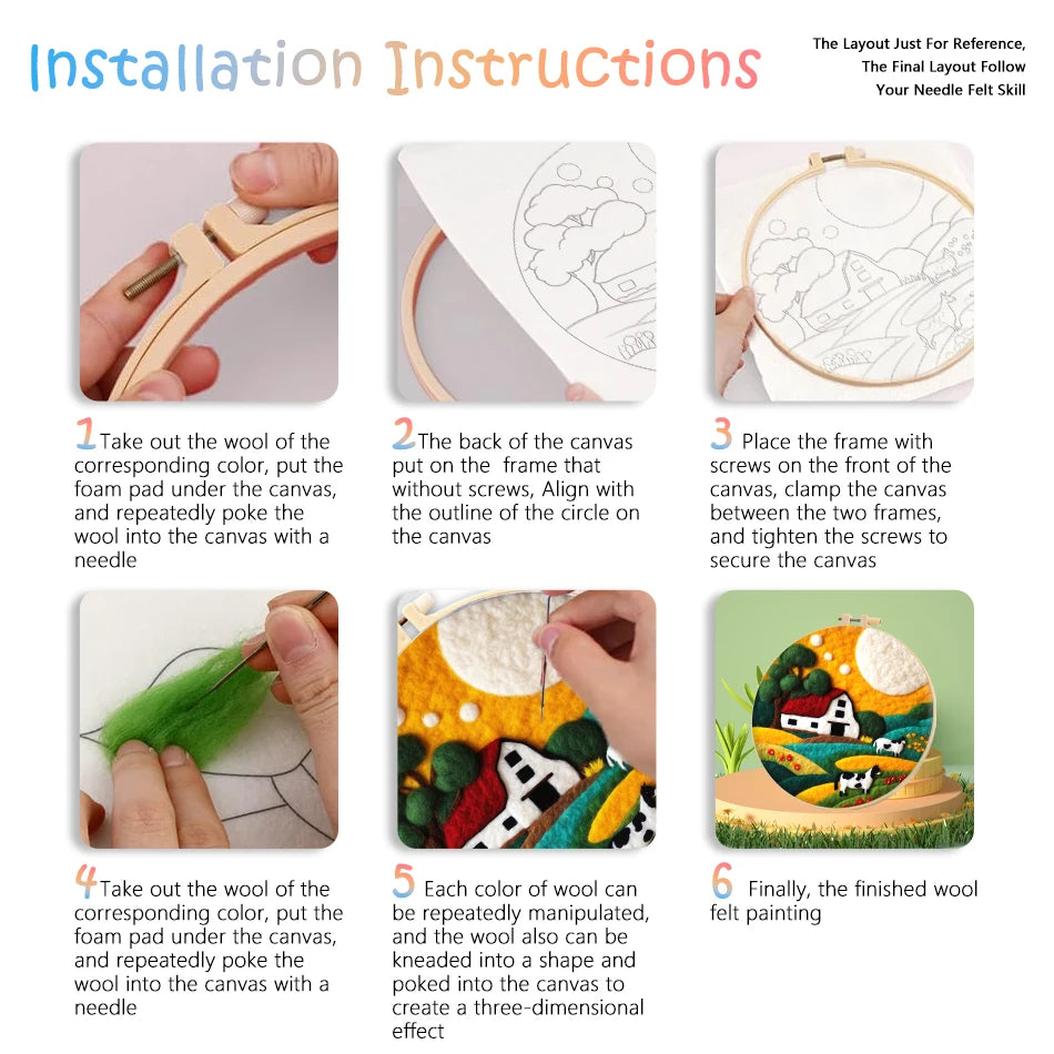 Kits de Peinture en laine feutrée pour débutants, oiseau et arbre, ensemble de démarrage