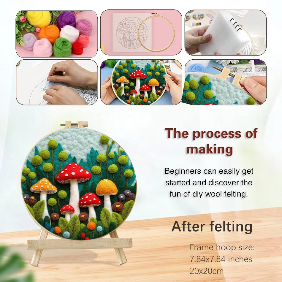 Feutrage DIY Kits de peinture en laine bricolage avec cadre
