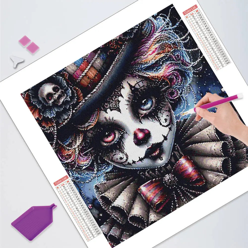 Peinture à diamants portrait de Clown